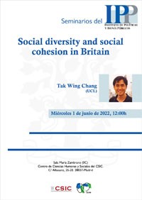 Cartel del seminario Seminarios del IPP: "Social Diversity and Social Cohesion in Britain"