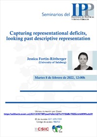 Cartel del seminario Seminarios del IPP: "Capturing representational deficits, looking past descriptive representation"