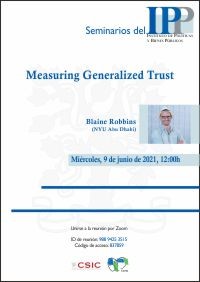 Cartel del seminario Seminarios del IPP "Measuring Generalized Trust”