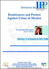 Cartel del seminario Seminario IPP: "Remittances and Protest Against Crime in Mexico”
