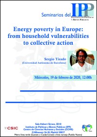 Cartel del seminario Seminario IPP: "Energy poverty in Europe: from household vulnerabilities to collective action"