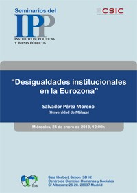 Cartel del seminario Seminario IPP: "Desigualdades institucionales en la Eurozona"