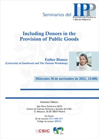 Cartel del seminario Seminarios del IPP: “Including Donors in the Provision of Public Goods”