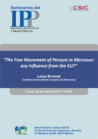 Cartel del seminario Seminario IPP: "The Free Movement of Persons in Mercosur: any influence from the EU?"
