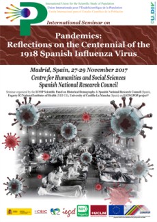 cartel del seminario International Seminar "Pandemics: Reflections on the Centennial of the 1918 Spanish Influenza Virus"