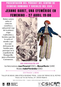 Cartel de la presentación Presentación del pódcast «Jeanne Baret, una efeméride en femenino»