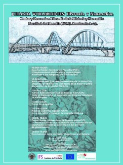 cartel de las jornada Jornada Worldbridges: "Historia y narración. Contar y Descontar. Filosofía de la Historia y Narración"