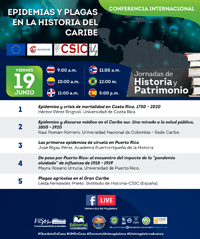 Cartel del seminario Jornadas de Historia y Patrimonio: Epidemias y plagas en la historia del Caribe"