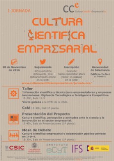 Cartel de las jornadas I Jornada "Cultura Científica Empresarial"