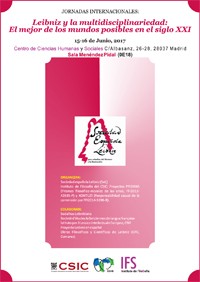 Cartel de las Jornadas Jornadas Internacionales: "Leibniz y la multidisciplinariedad: El mejor de los mundos posibles en el siglo XXI" (SeL)