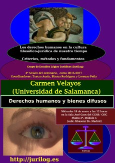 cartel del seminario Seminario "Criterios, métodos y fundamentos: Los derechos humanos en la cultura filosófico-jurídica de nuestro tiempo": "Derechos humanos y bienes difusos"