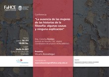 Cartel de la conferencia Conferencia ""La ausencia de las mujeres de las historias de la filosofía: algunas causas y ninguna explicación"