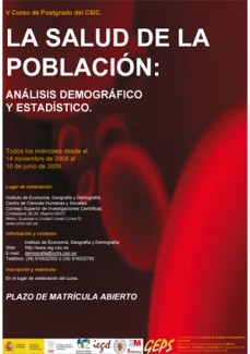 Cartel del curso V Curso de Postgrado: "La Salud de la Población. Análisis demográfico y estadístico"