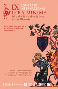 Cartel del congreso IX Congreso Internacional de Lyra Minima. De la primitiva poesía lírica al cancionero tradicional panhispánico