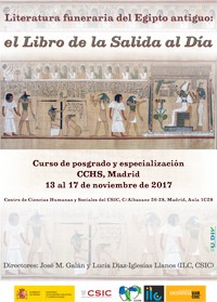 Cartel del curso Curso de posgrado y especialización: "Literatura funeraria del Egipto antiguo: el Libro de la Salida al Día"