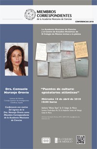 Cartel de la conferencia Conferencias 2018: "Puentes de cultura: epistolarios atlánticos"