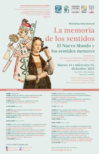 Cartel del workshop Workshop Internacional "La memoria de los sentidos. El Nuevo Mundo y los sentidos menores"