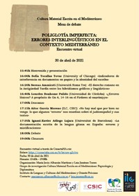 Cartel del evento Mesa de debate "Poliglotía imperfecta: Errores interlingüísticos en el contexto mediterráneo"