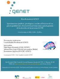 Cartel del evento Mesa redonda y Asamblea de la Asociación GENET