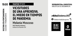 Cartel de la conferencia Conferrencia "Vicisitudes de una aprensiva. El miedo en tiempos de pandemia"