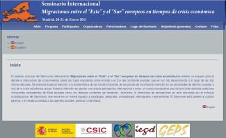 Seminario Internacional. Migraciones entre el “Este” y el “Sur” europeos en tiempos de crisis económica Seminario Internacional. Migraciones entre el “Este” y el “Sur” europeos en tiempos de crisis económica