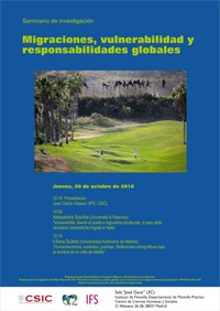 Cartel del seminario Seminario de investigación: "Migraciones, vulnerabilidad y responsabilidades globales"