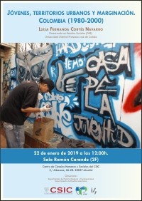 Cartel del seminario Seminario: "Jóvenes, territorios urbanos y marginación. Colombia (1980-2000)"