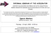 Cartel del seminario Informal Seminar at the Accelerator: "Contextualización histórica de datos analíticos. Análisis elemental de monedas de las excavaciones en el Cristo de la Luz (Toledo)"