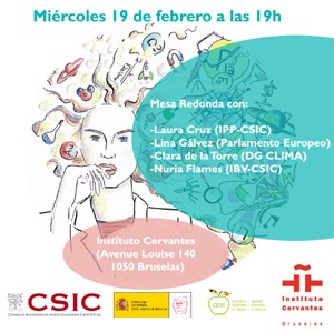 Cartel de la mesa redonda Mesa redonda con ocasión del Día Internacional de la Mujer y la Niña en la Ciencia