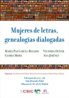 Cartel de la jornada Jornada 8 de marzo: "Mujeres de letras, genealogías dialogadas"