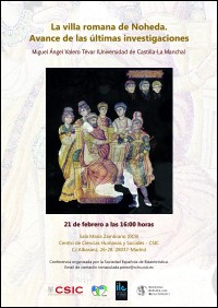 Cartel del seminario Conferencia: "La villa romana de Noheda. Avance de las últimas investigaciones"