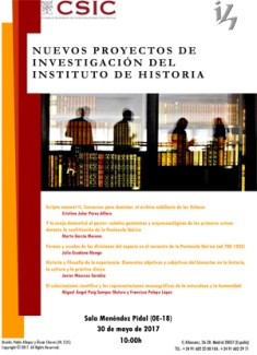 Cartel de la presentación Presentación Nuevos Proyectos de Investigación del Instituto de Historia