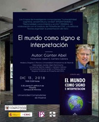 Cartel de la presentación Presentación del libro "El mundo como signo e interpretación", de Günter Abel