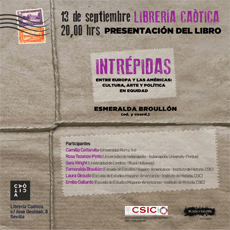Cartel del evento Presentación del libro "Intrépidas. Entre Europa y las Américas: cultura, arte y política en equidad"