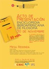 Cartel del simposio Simposio Internacional Pensar en español. El Siglo XX en la Enciclopedia Iberoamericana de Filosofía
