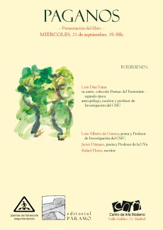 Cartel de la presentación del libro Presentación del libro "Luis Díaz Viana, Paganos"