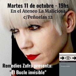 Cartel de la presentación Presentación del libro "El bucle invisible", de Remedios Zafra (IFS), Premio Internacional de Ensayo Jovellanos 2022