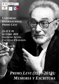 Cartel del congreso Congreso Internacional “Primo Levi (1919-2019): Memoria y escritura“