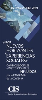 Cartel del encuentro Encuentro "¿Hacia nuevos horizontes y experiencias sociales? Cambios sociales e institucionales influidos por la pandemia de la covid-19"
