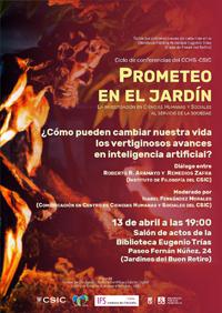 Ciclo de conferencias «Prometeo en el jardín»: "¿Cómo pueden cambiar nuestra vida los vertiginosos avances en inteligencia artificial?" Cartel de la conferencia