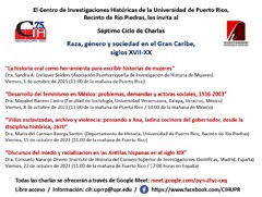 Cartel del ciclo de conferencias Séptimo Ciclo de Charlas "Raza, género y sociedad en el Gran Caribe, siglos XVII-XX"