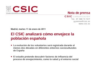 El CSIC analizará cómo envejece la población española El CSIC analizará cómo envejece la población española