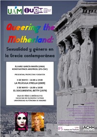Cartel del evento Coloquio "Queering the Motherland: Sexualidad y género en la Grecia contemporánea"