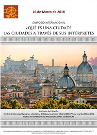 Cartel del simposio Simposio Internacional "¿Qué es una ciudad? Las ciudades a través de sus intérpretes"