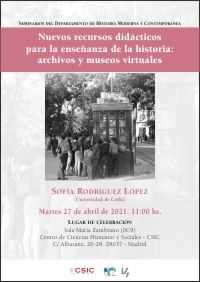 Cartel de la actividad Nuevos recursos didácticos para la enseñanza de la historia: archivos y museos virtuales