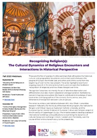 Cartel del seminario Webinar 2 "Recognizing Religion(s): The Cultural Dynamics of Religious Encounters and Interactions in Historical Perspective"