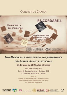 Charla-Concierto: "RECORDARE-4. Memorias y des-memorias para flautas de pico y electrónica grabada en tiempo real"
