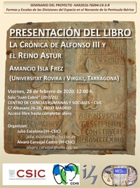 Cartel del seminario Presentación del libro "La Crónica de Alfonso III y el Reino Astur", de Amancio Isla Frez
