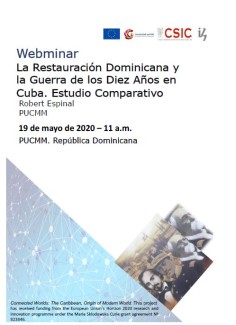 Cartel del evento Webminar "La Restauración Dominicana y la Guerra de los Diez Años en Cuba. Estudio comparativo"