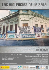 Cartel del seminario Seminario permanente 'Rastros y Rostros de la Violencia': "Las violencias de la sala"